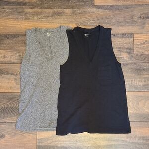 Madewell XXS 100% Cotton V Neck Tank Tops